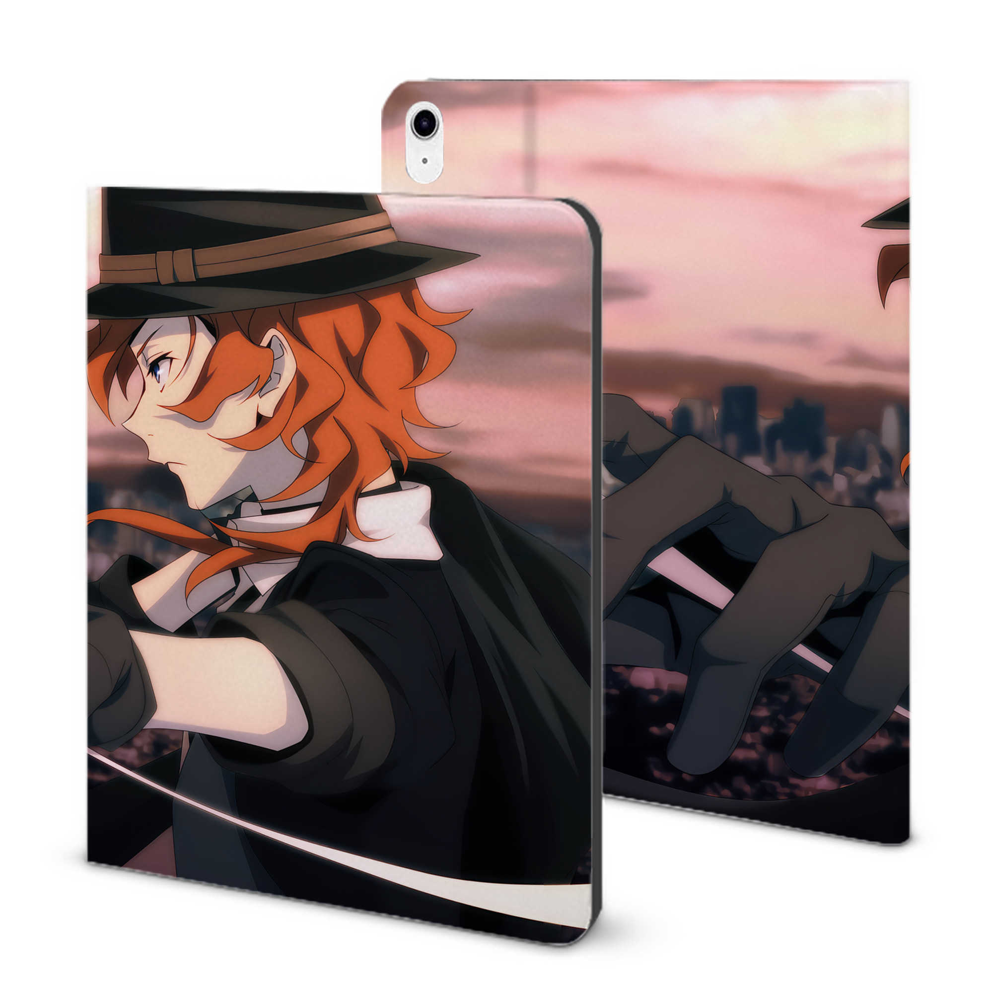 （画像用） 文豪ストレイドッグス Bungo Stray Dogs IPad ケース ブック型 PUレザー TPU 耐衝撃 軽量 薄型 ペン収納なし 全面保護 IPad 各モデル対応
